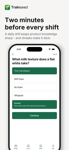 A drill question asking which pastry contains tree nuts, with three photo options